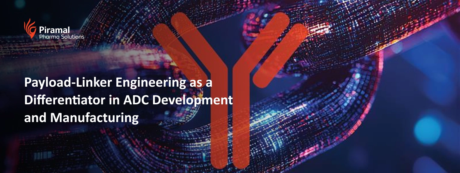 Conceptual 3D illustration of an antibody-drug conjugate link representing payload-linker engineering in ADC development
