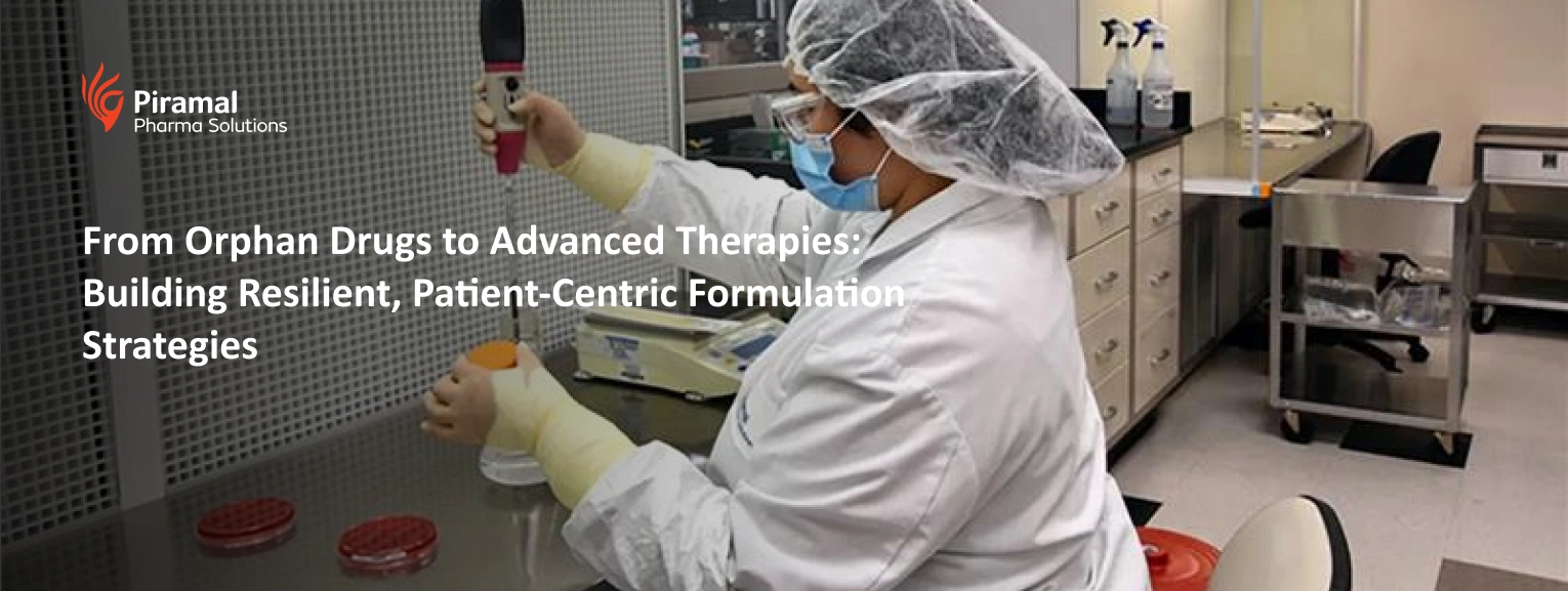 Scientist developing patient-centric formulation strategies for orphan drugs and advanced therapies in pharmaceutical laboratory
