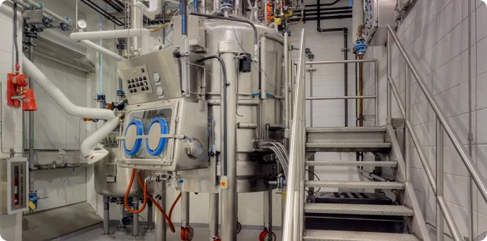 Stainless steel reactor equipment used in pharmaceutical manufacturing for controlled chemical processing and process safety management