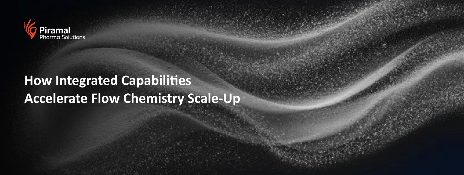 Visual representation of integrated capabilities enabling efficient flow chemistry scale-up in pharmaceutical manufacturing