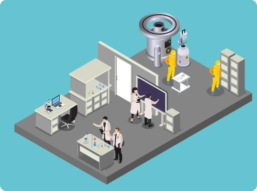 Pharmaceutical scientists working in a modern drug manufacturing and research facility