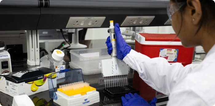 Scientist conducting pharmaceutical research and laboratory testing