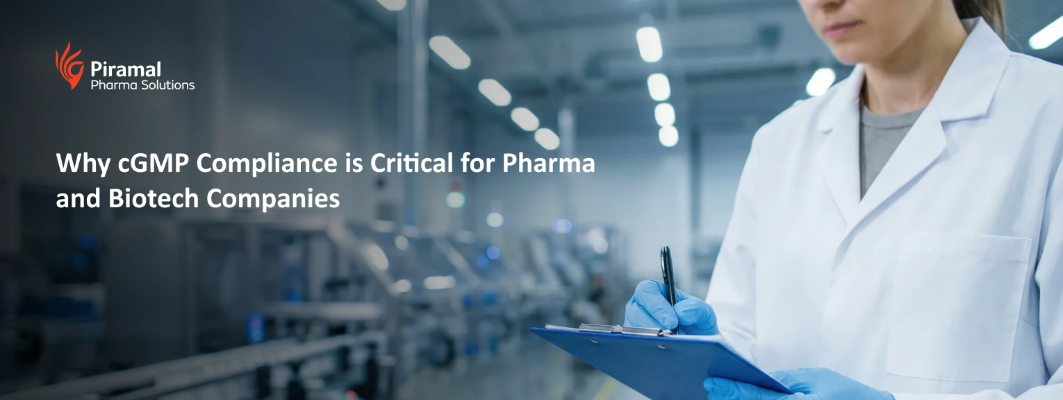 Scientist ensuring cGMP compliance in pharmaceutical manufacturing facility