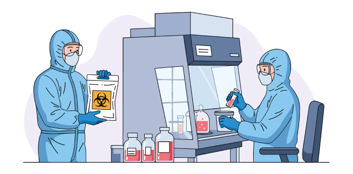 Pharma professionals working in protective suits during HPAPI drug manufacturing process