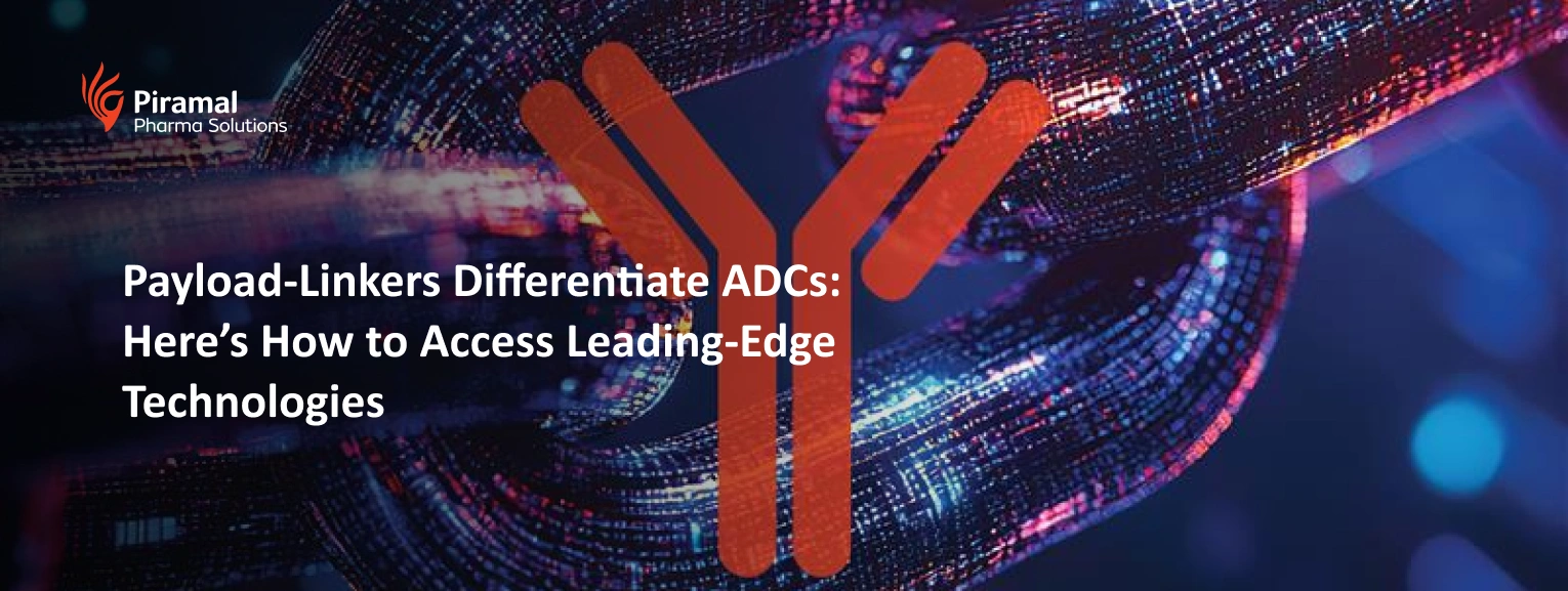 Illustration representing ADC payload-linker technology connecting antibodies to cytotoxic drug payloads