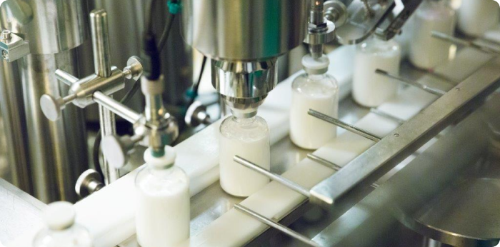 Pharmaceutical filling line under GMP standards