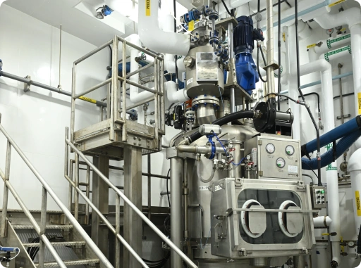 Industrial pharmaceutical manufacturing reactor and processing equipment used in API production and chemical processing facility