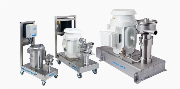 Multiple industrial wet milling machines used for API particle size reduction and solubility enhancement in pharmaceutical manufacturing