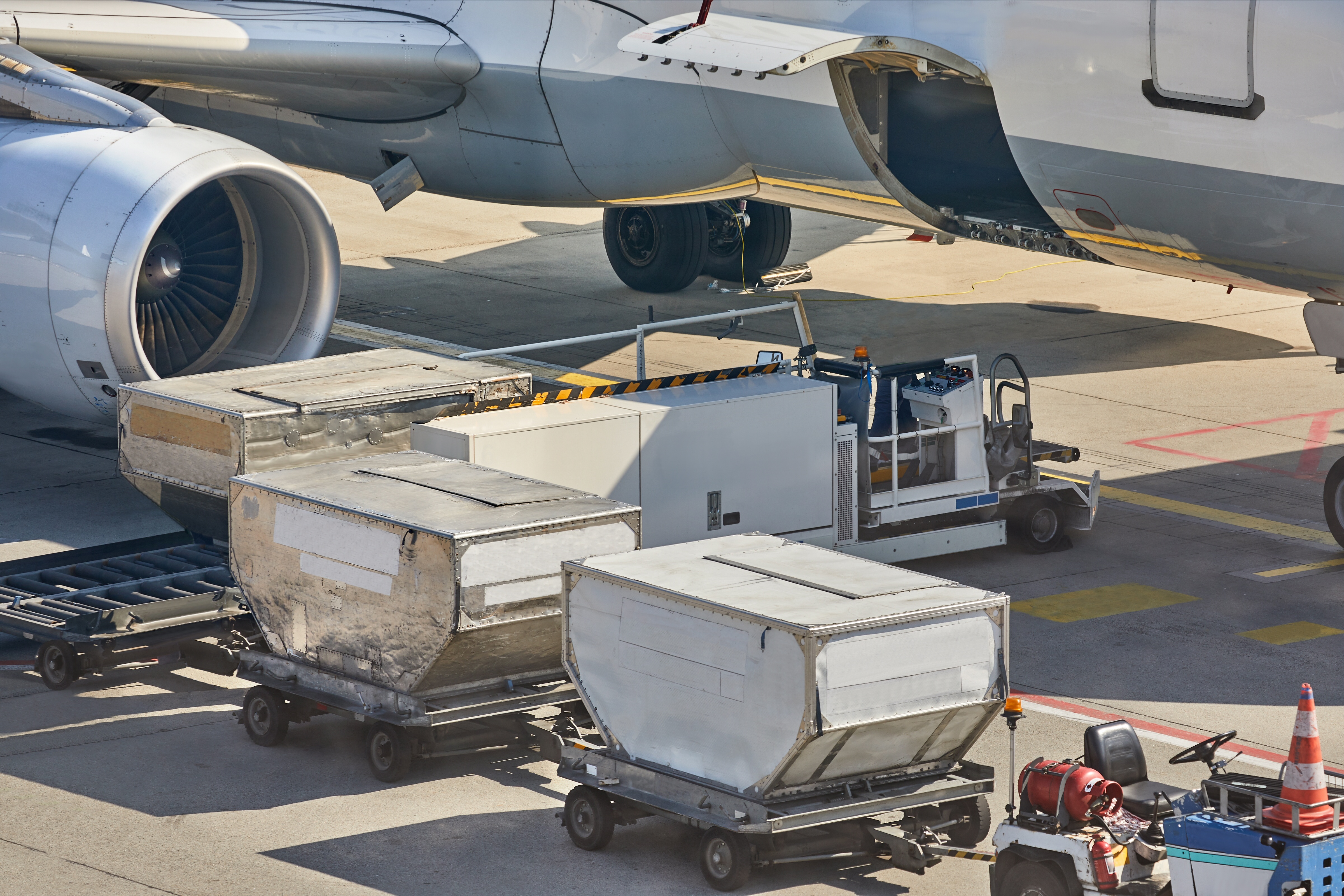 Cargo Containers loaded into the plane